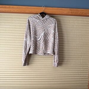 Striped Cropped Hooded Sweatshirt